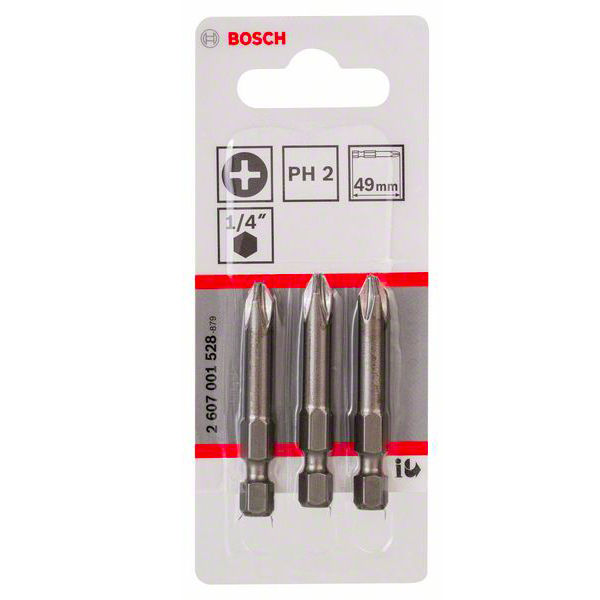 Насадка-бита Bosch, Extra Hart PH2, 49 мм, 3 шт_2nd